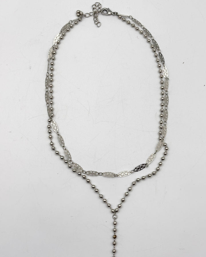Silver Filigree and Ball Link Necklace