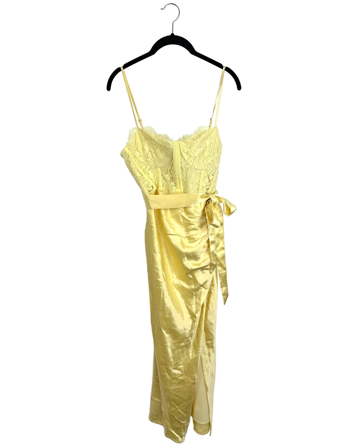 Yellow Lace Slit Dress - Size 2/4