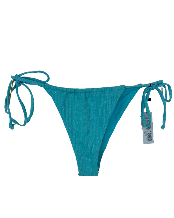 Metallic Blue Ultra Cheeky Side Tie Bikini Bottoms - M, L, XL, XXL