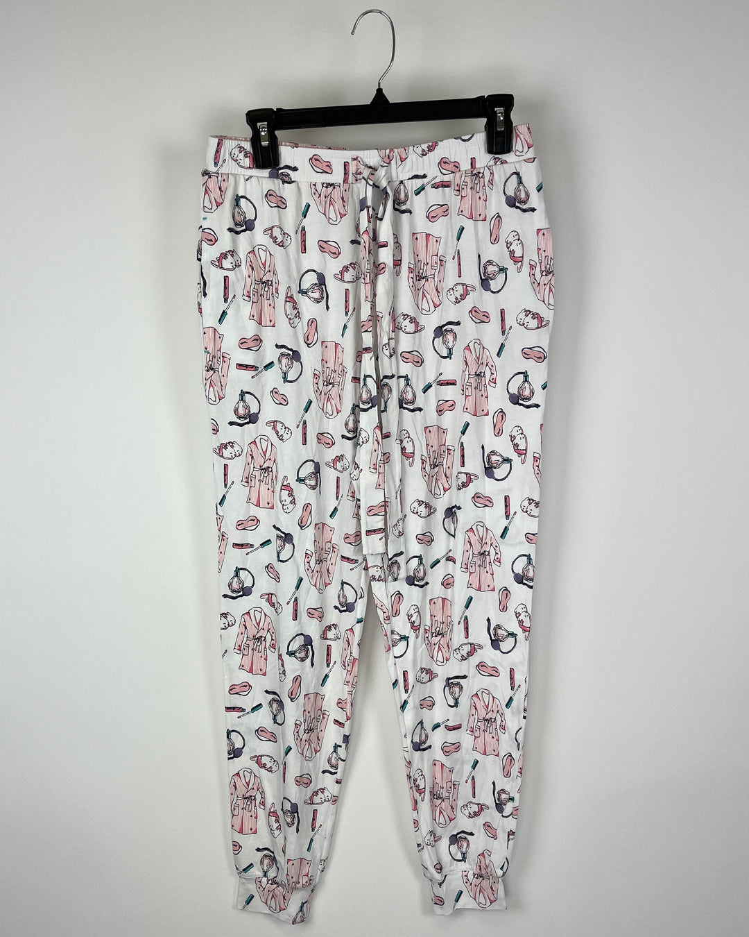 White Beauty Print Sleepwear Bottoms - Small