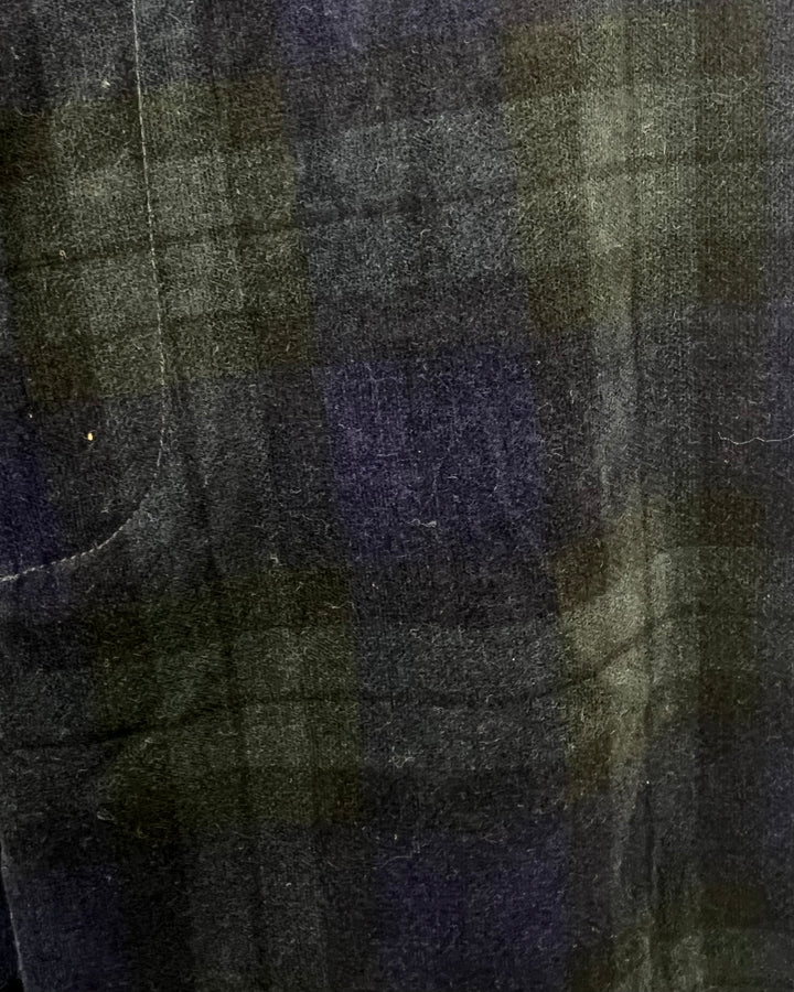 MENS Dark Blue And Green Plaid Velvet Slim Pants - 32X32