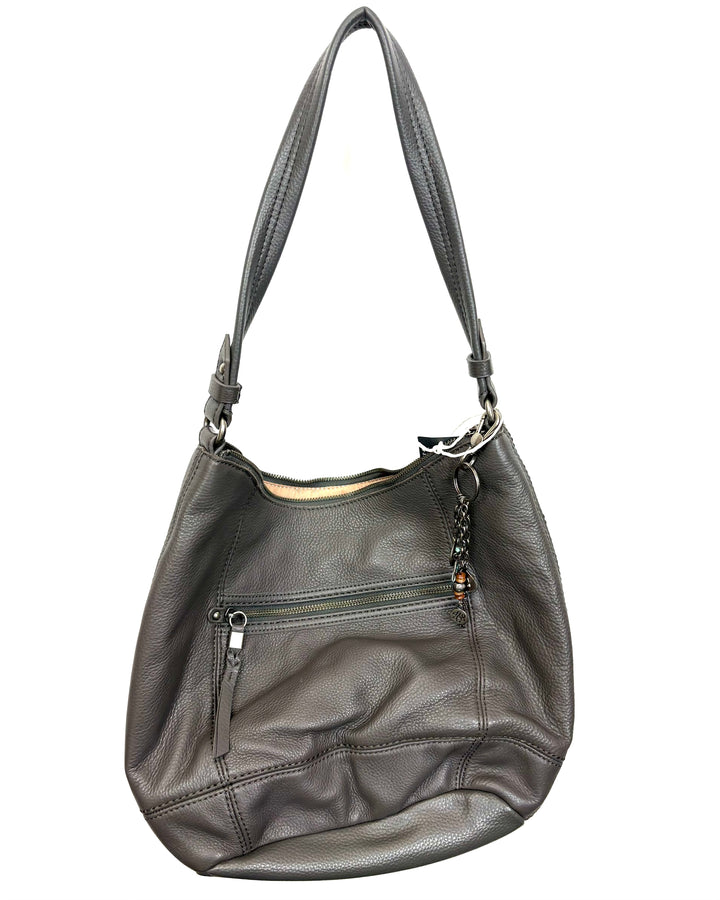 Iron Grey Leather Slouch Bag