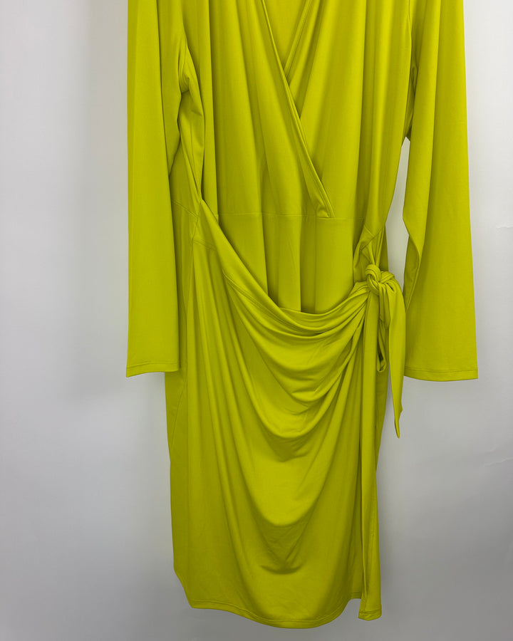 Neon Yellow Wrap Tunic Dress - Size 2x