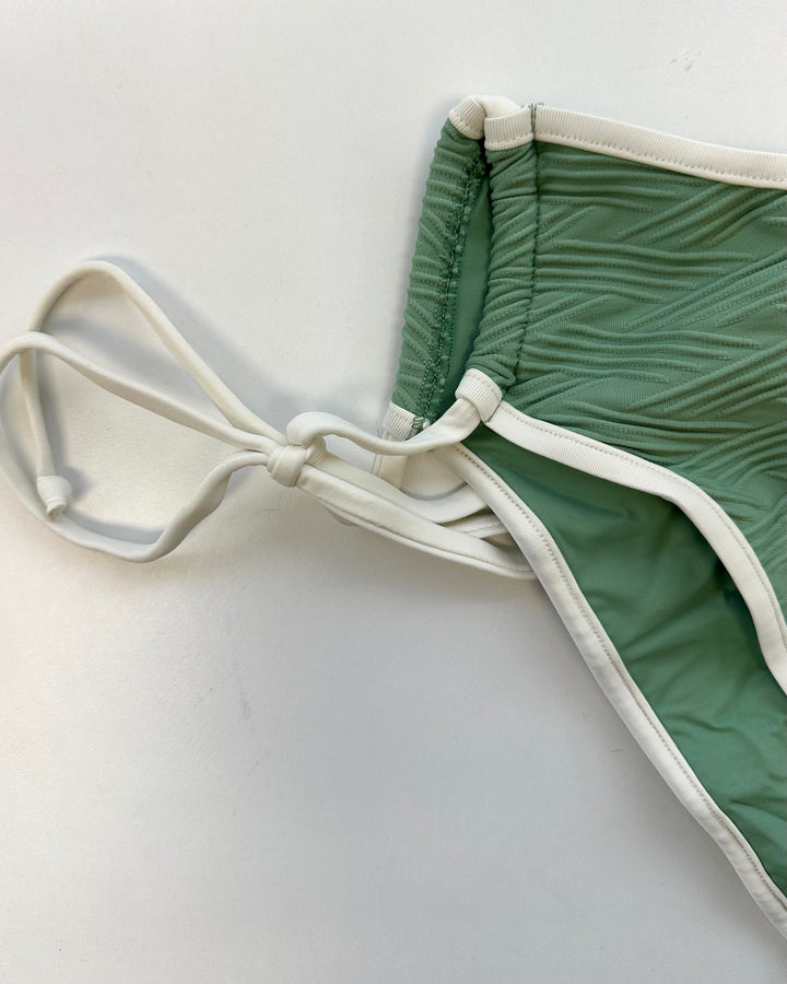 Olive Green High Waisted and Side Cut Out Bikini Bottom - Extra Extra Large