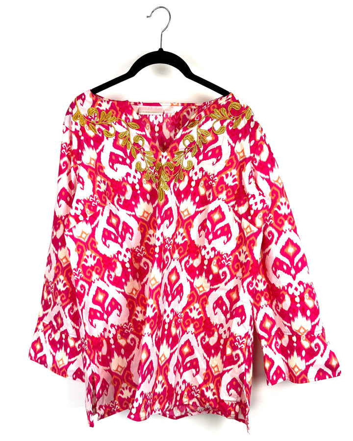Multicolor Long Sleeve Abstract Top - Small