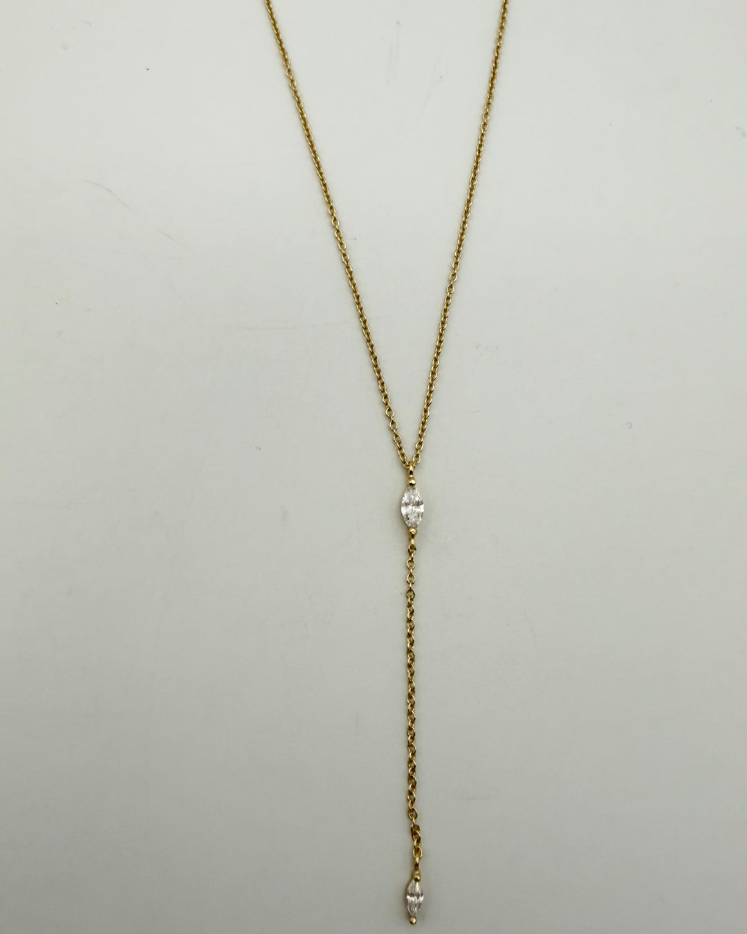 Rhinestone Dainty Gold Dangling Necklace