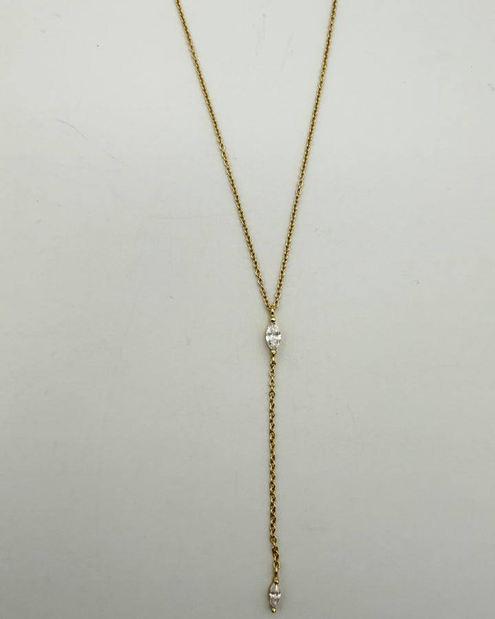 Rhinestone Dainty Gold Dangling Necklace