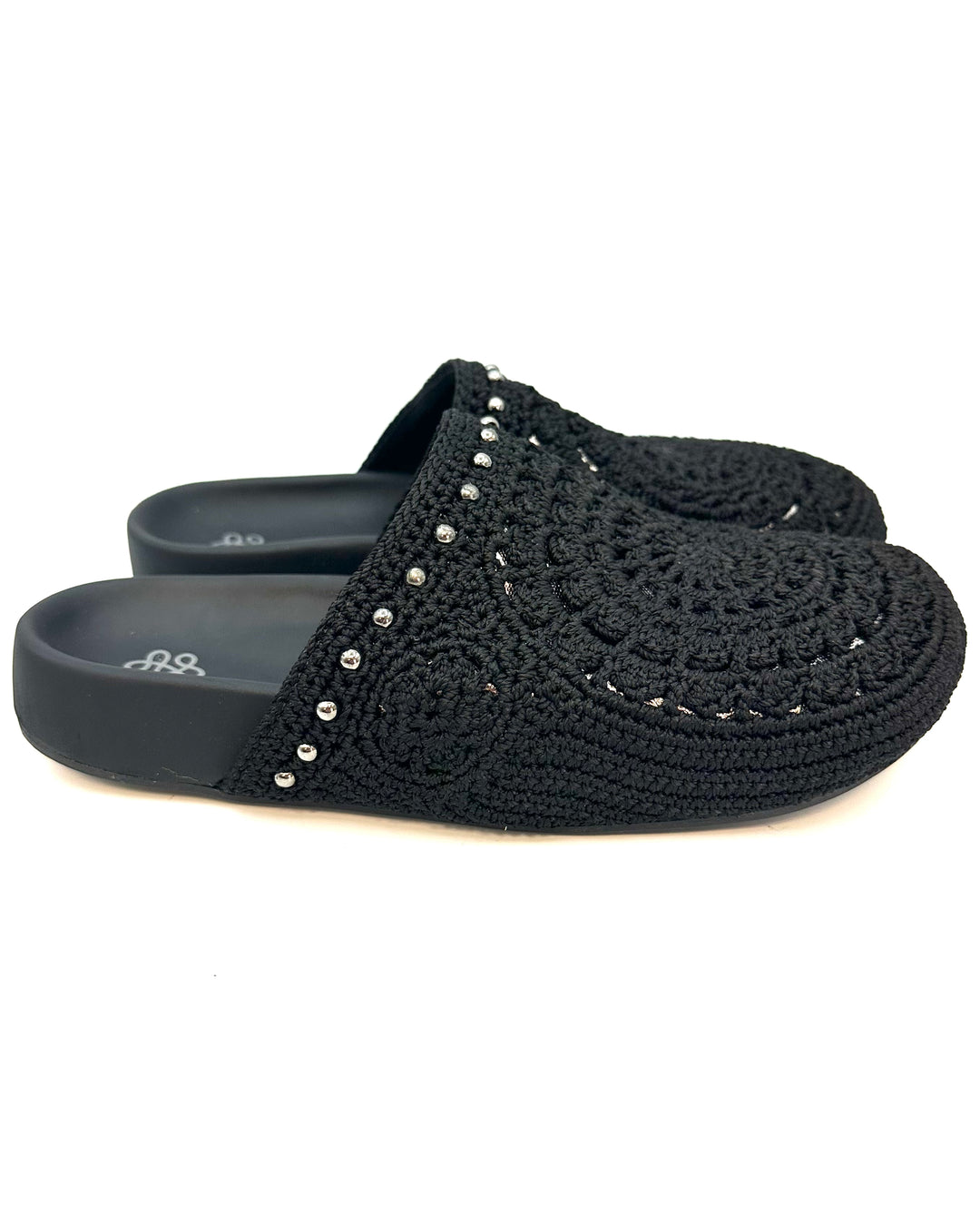 Black Crochet & Silver Clogs - Size 8, 9 and 10