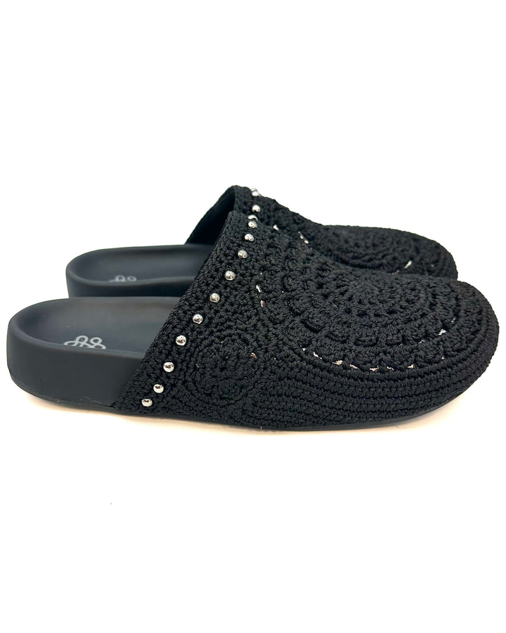 Black Crochet & Silver Clogs - Size 8, 9 and 10
