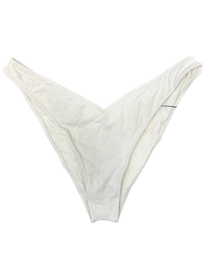White Embossed High Cut And Cheeky Bikini Bottom - Extra Large and Extra Extra Large