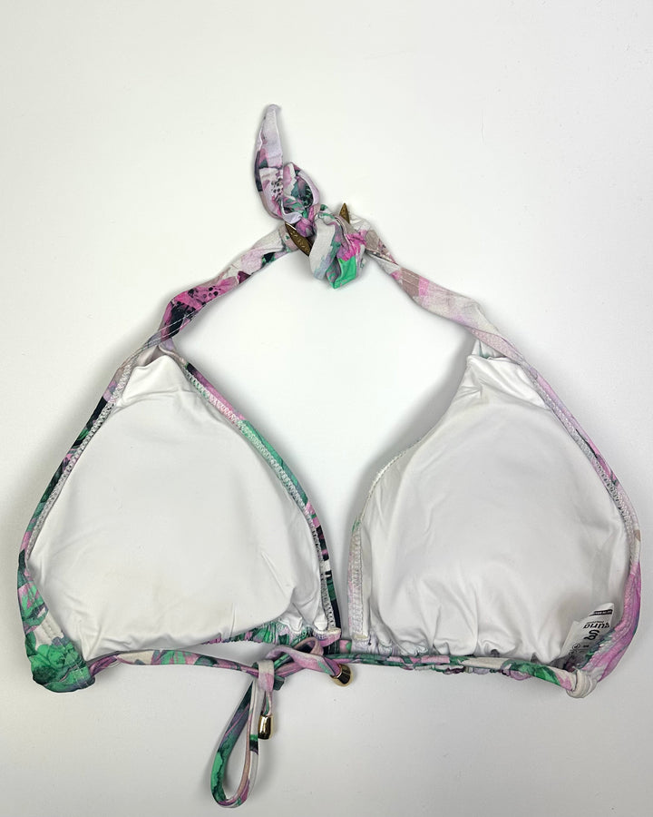 Purple Floral and White String Multi Wear Bikini Top - Small