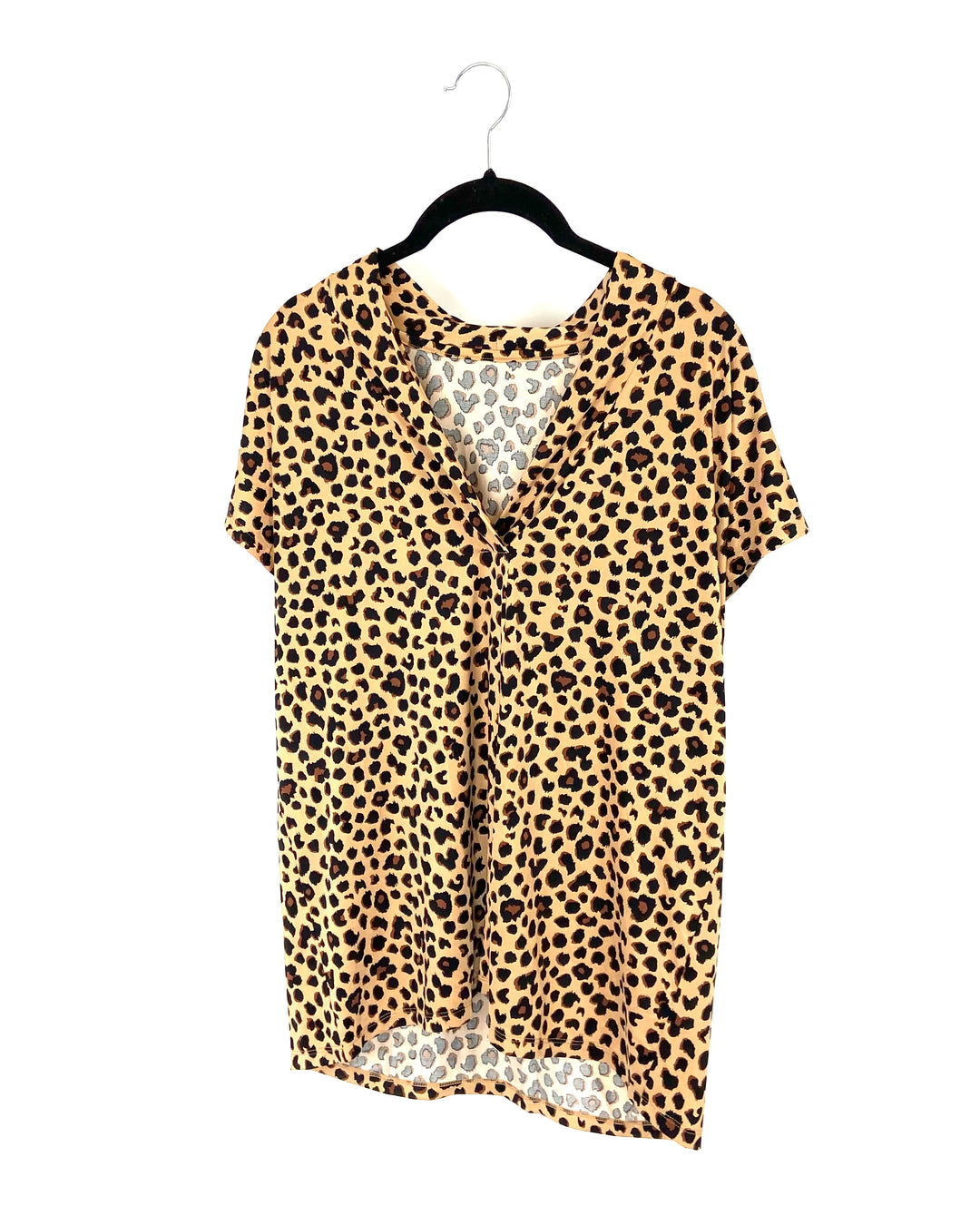Short Sleeve Cheetah Print Top - Size 6-8
