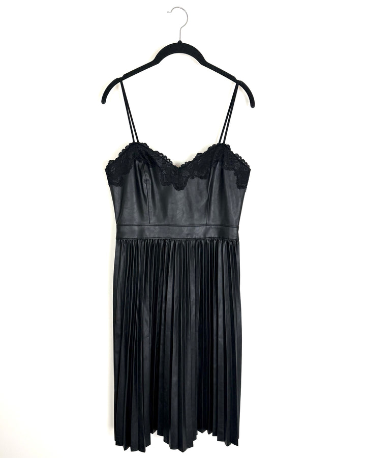 Black Faux Leather Pleated Dress - Size 4/6