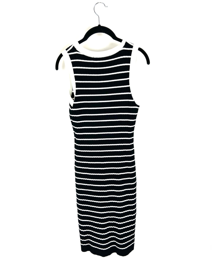Black And White Striped Body Con Dress - Small