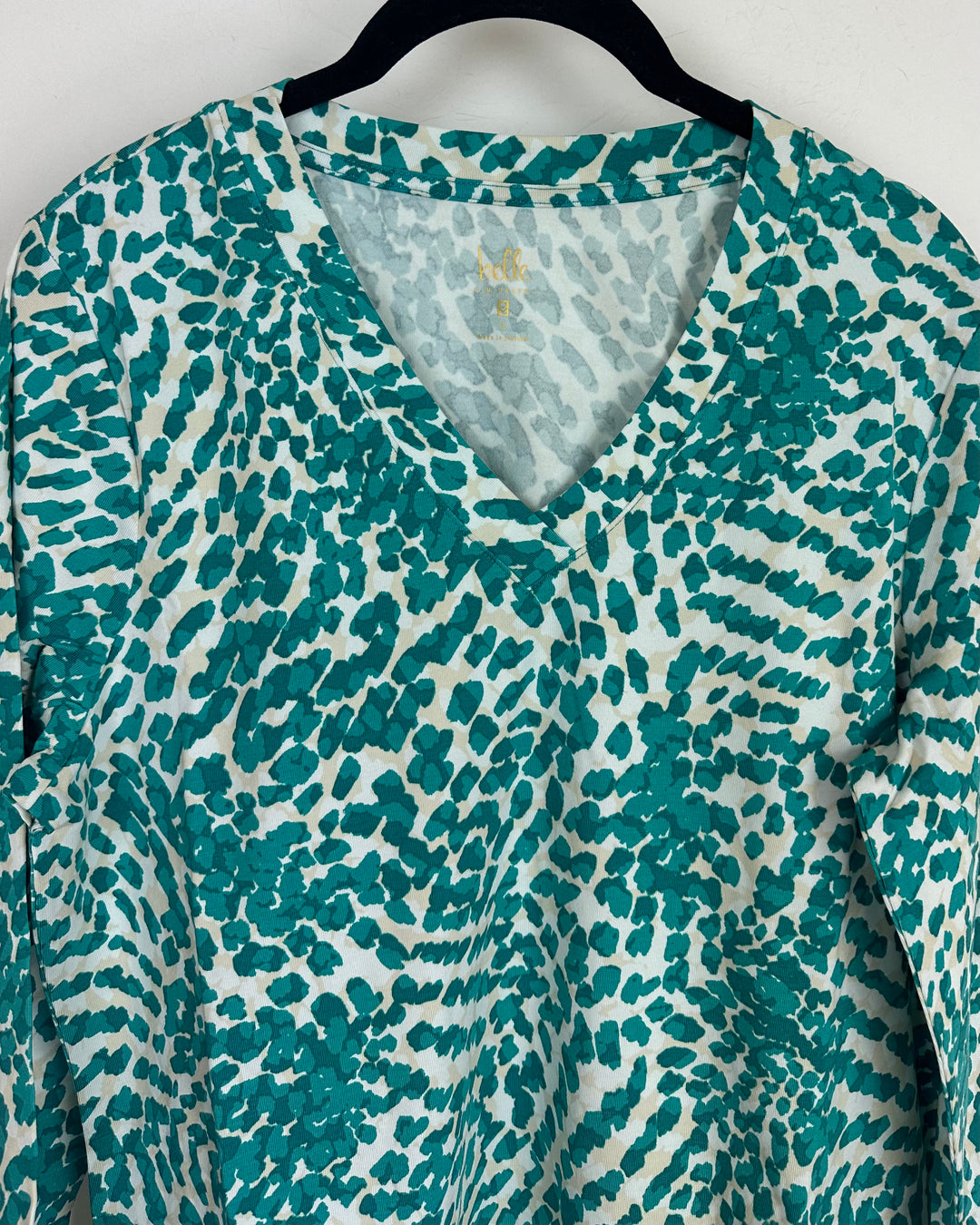 Teal Lightweight Animal Print Top - Size 6/8