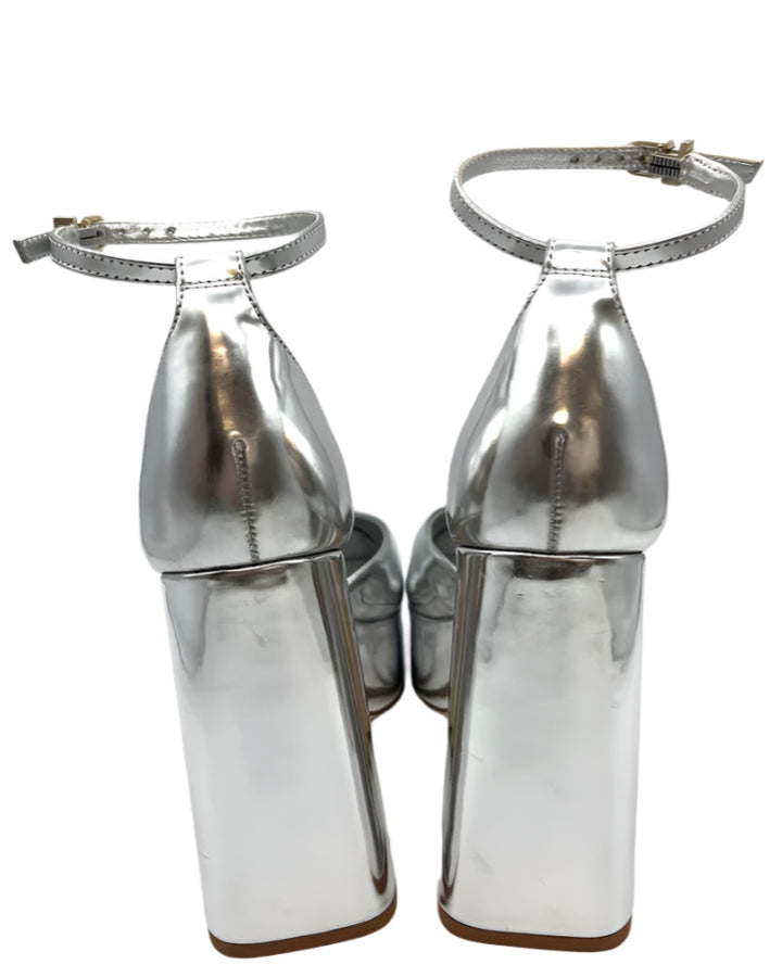 Silver Patent Leather Platform Heels - Size 5, 7 and 9.5