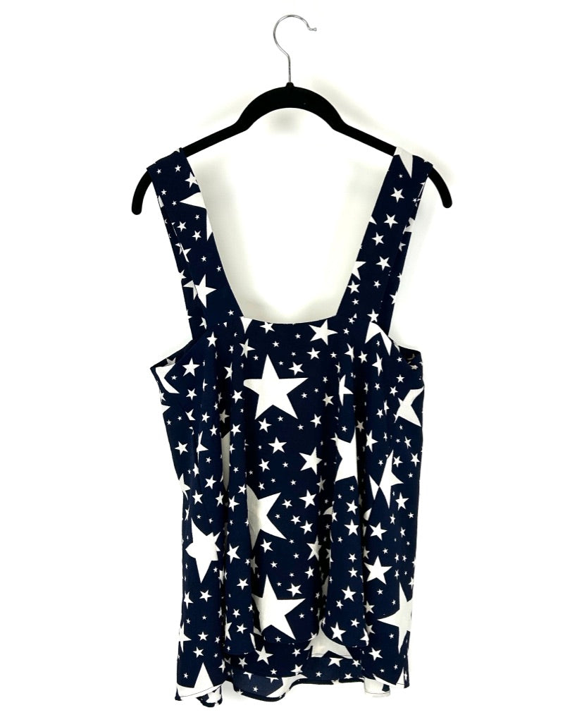 Navy Blue Flowy Star Tank Top - Extra Small, Small