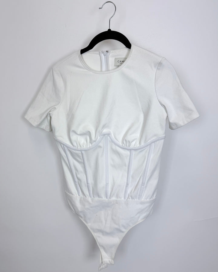 White Short Sleeve Body Suit - Size 2/4