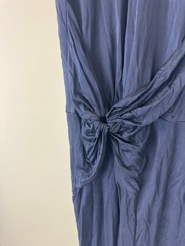 Navy Blue Cap Sleeve Evening Dress - Size 4
