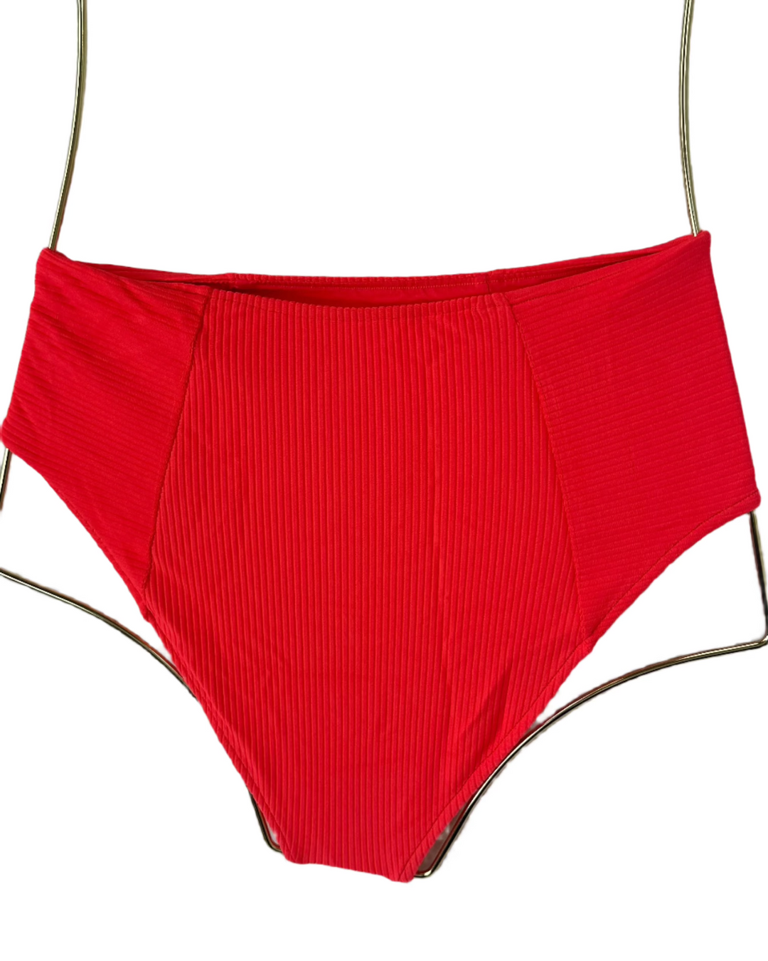 Neon Coral High Waist Moderate Coverage Bikini Bottom -  XS, S, XXL, XXXL