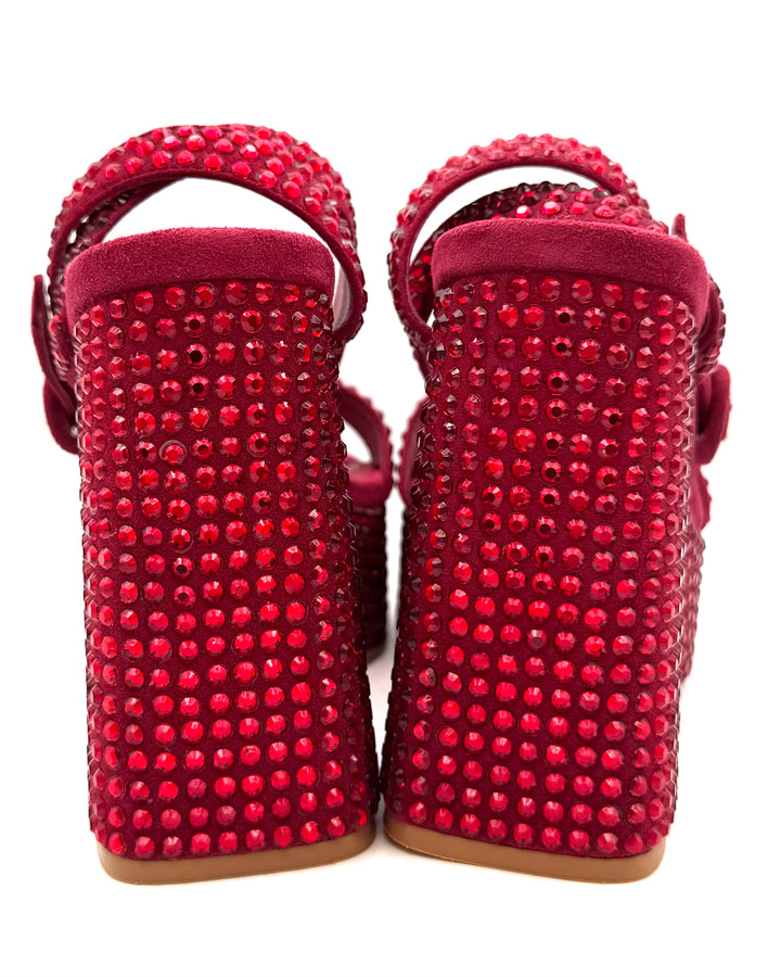 Red Rhinestone Platform Heels - Size 7.5