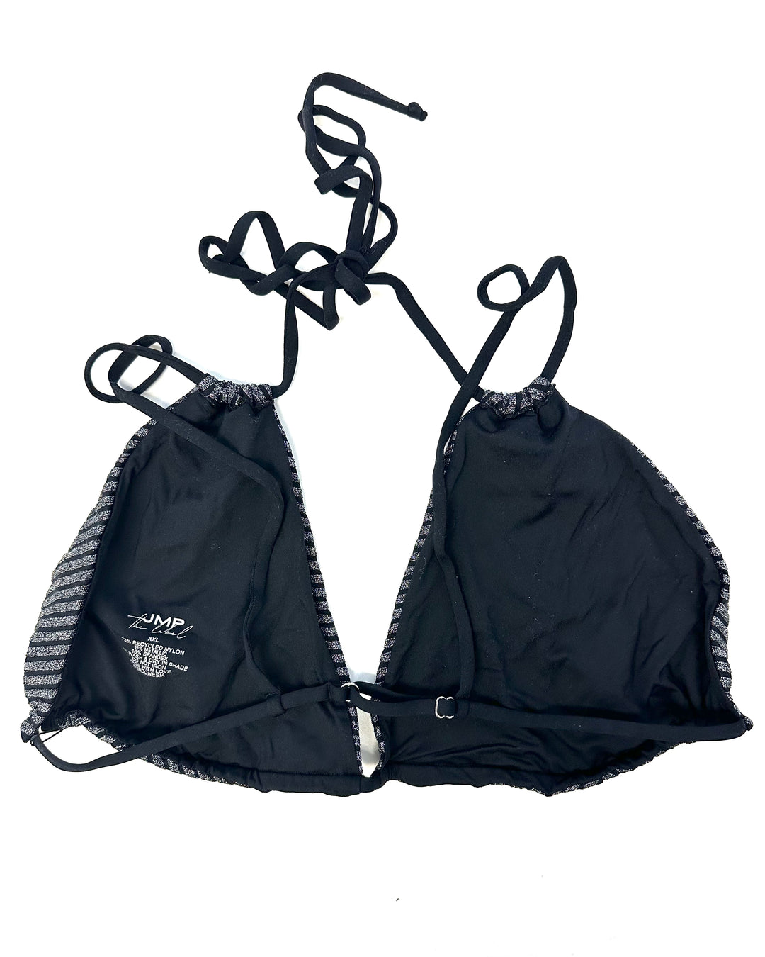 Metallic Black Double Strap Bikini Top - Extra Extra Large and Extra Extra Extra Large