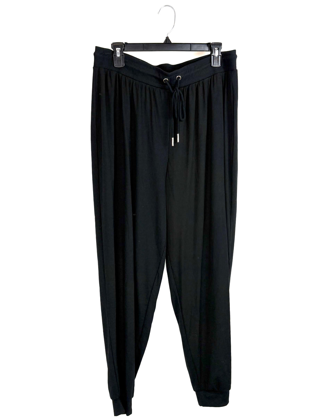 Black Ribbed Jogger Pants - 1X