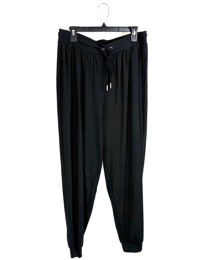 Black Ribbed Jogger Pants - 1X
