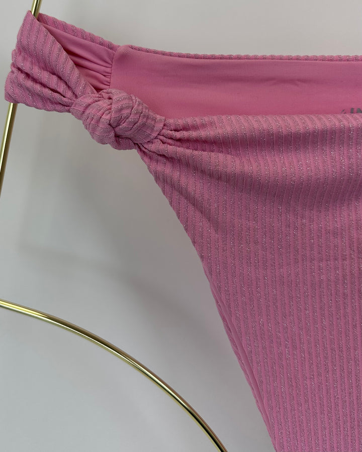 Pink Metallic Knotted Cheeky Bikini Bottom - XS, S, L, XL, XXL