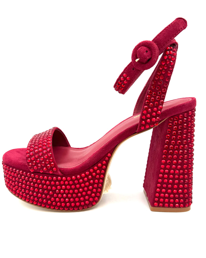 Red Rhinestone Platform Heels - Size 7.5