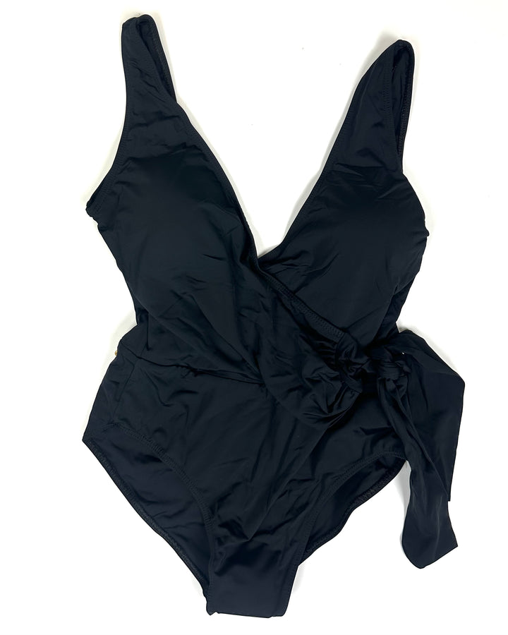 Black Wrap One Piece Swimsuit - Size 4/6