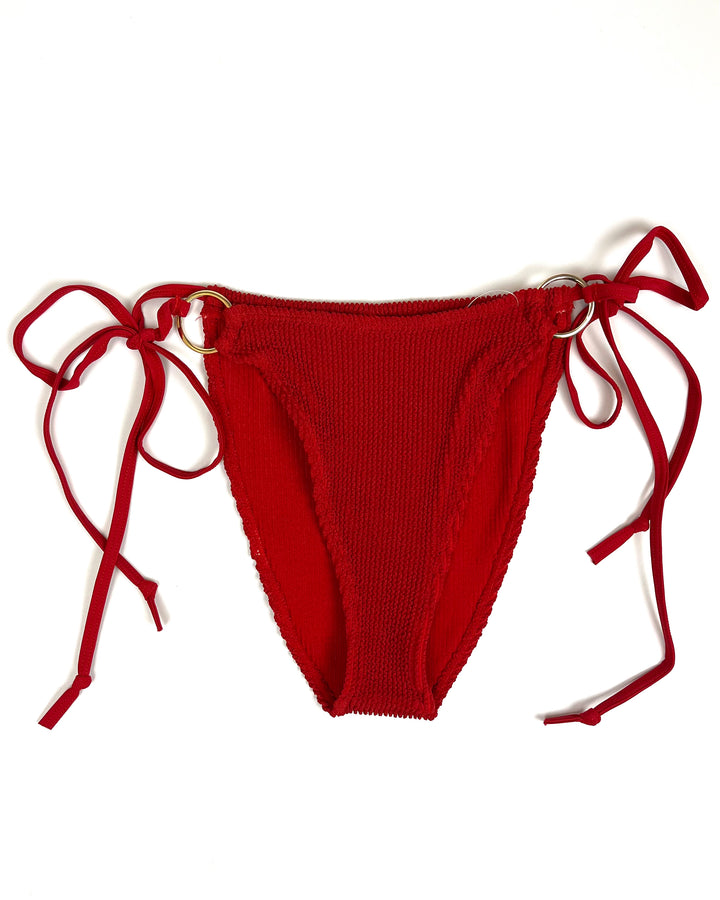 Red Textured String Bikini Bottom - M, L, XL