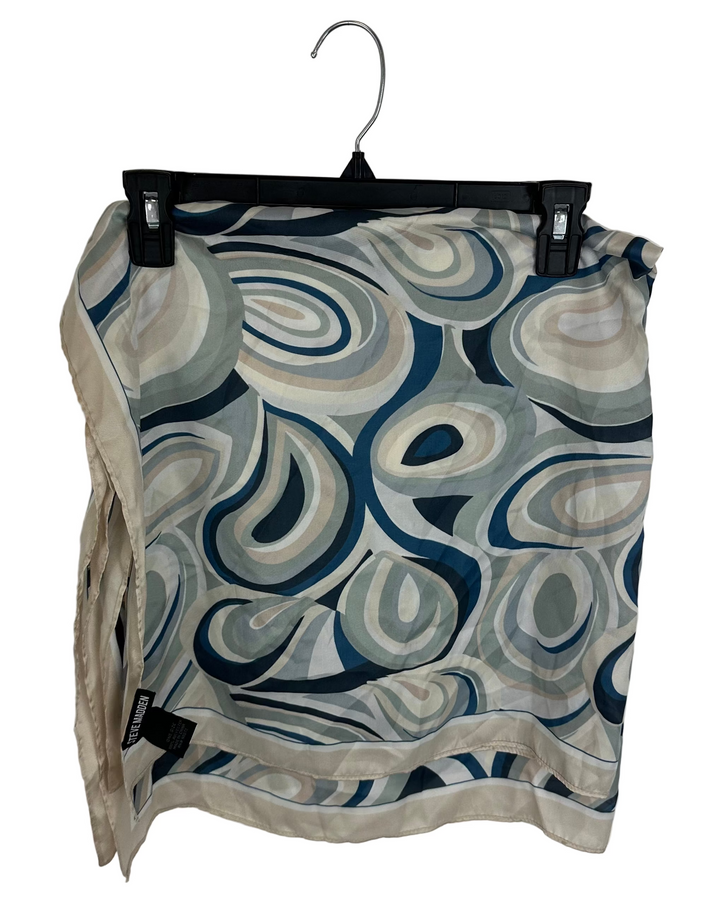 Blue and Green Swirl Square Scarf