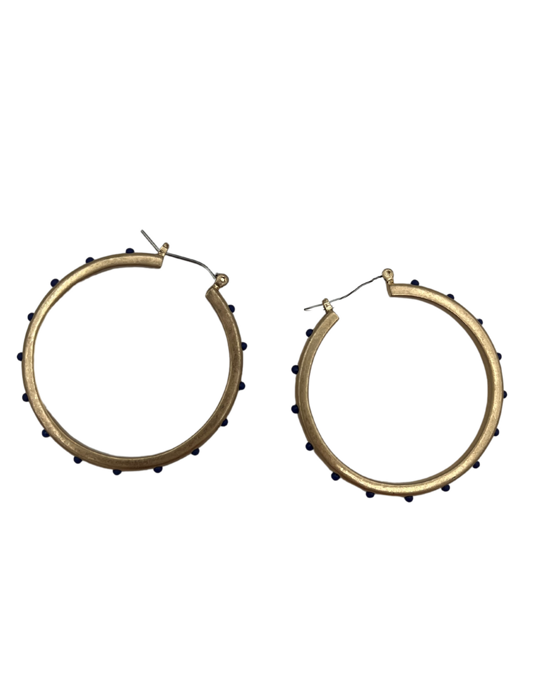 Navy Detailed Gold Hoops
