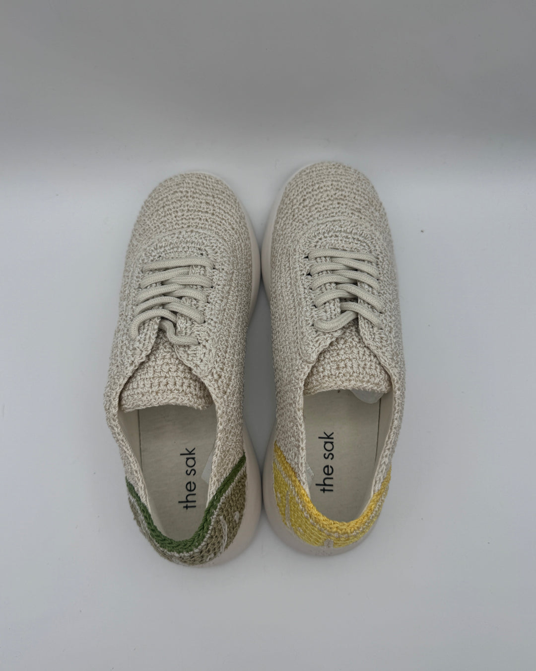 White Crochet Sneakers With Fruit Detail - Size 6