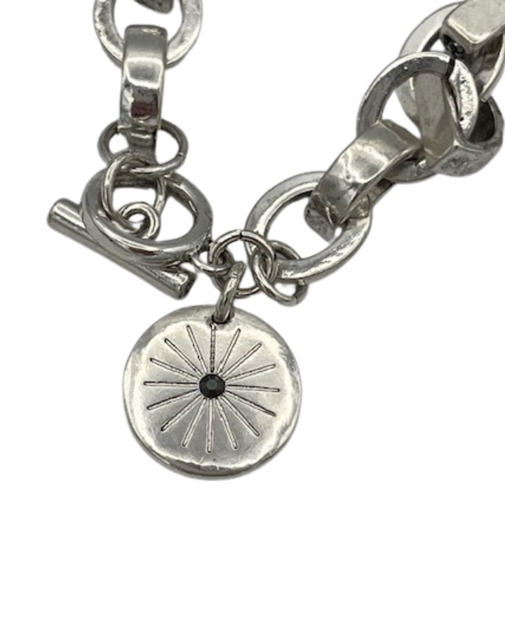 Silver Star Pendant Link Chain Bracelet