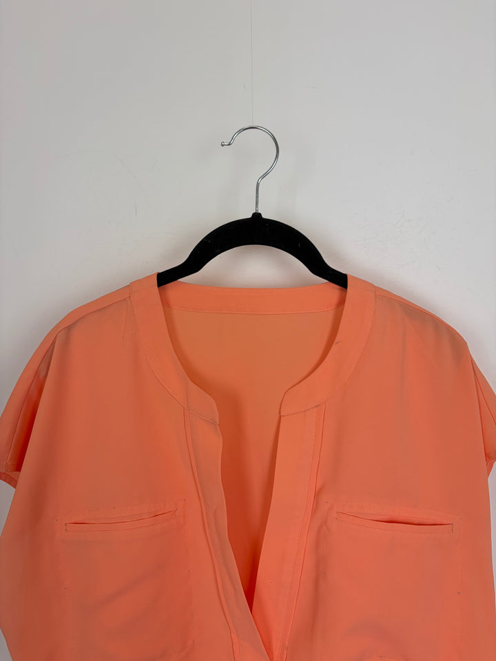 Peach Short Sleeve Blouse - Size 6/8