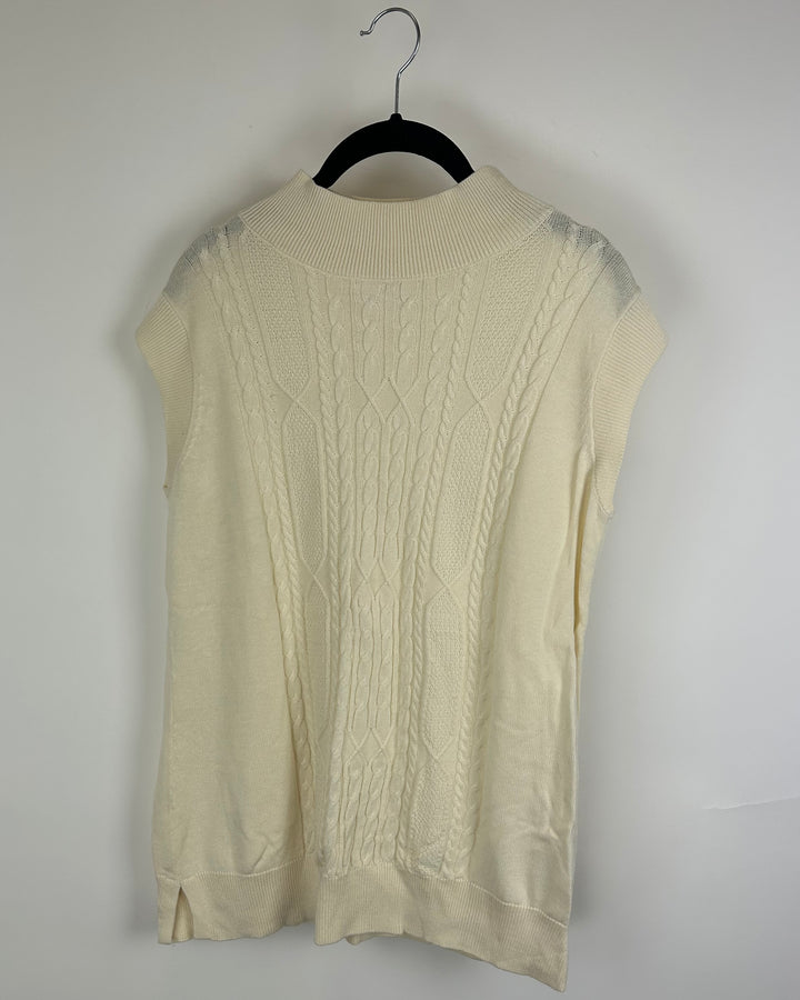 Ivory Cabled Mock Neck Sweater - Size 6/8