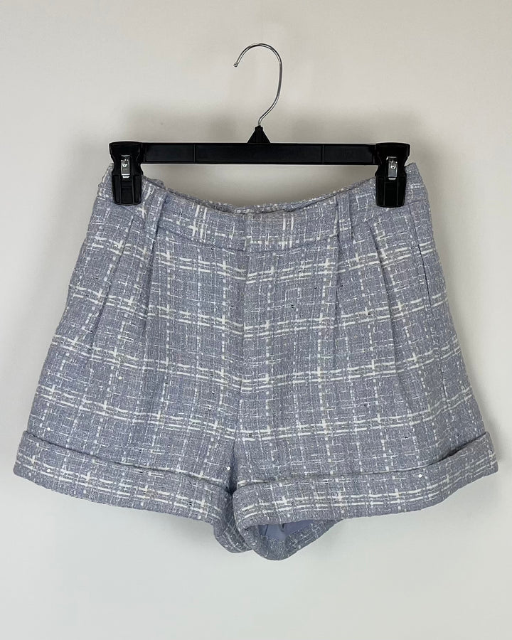 Tweed Periwinkle Shorts - Size 0 and 4