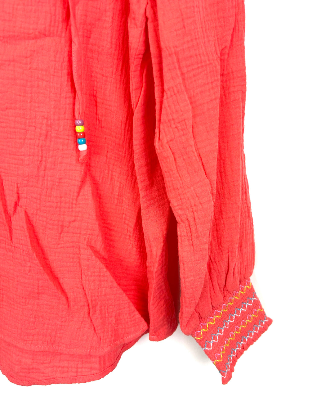 Salmon Beaded Tassel Long Sleeve Top- Size 6/8