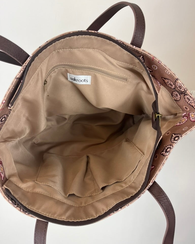 Brown Pattern Shopper Tote Bag