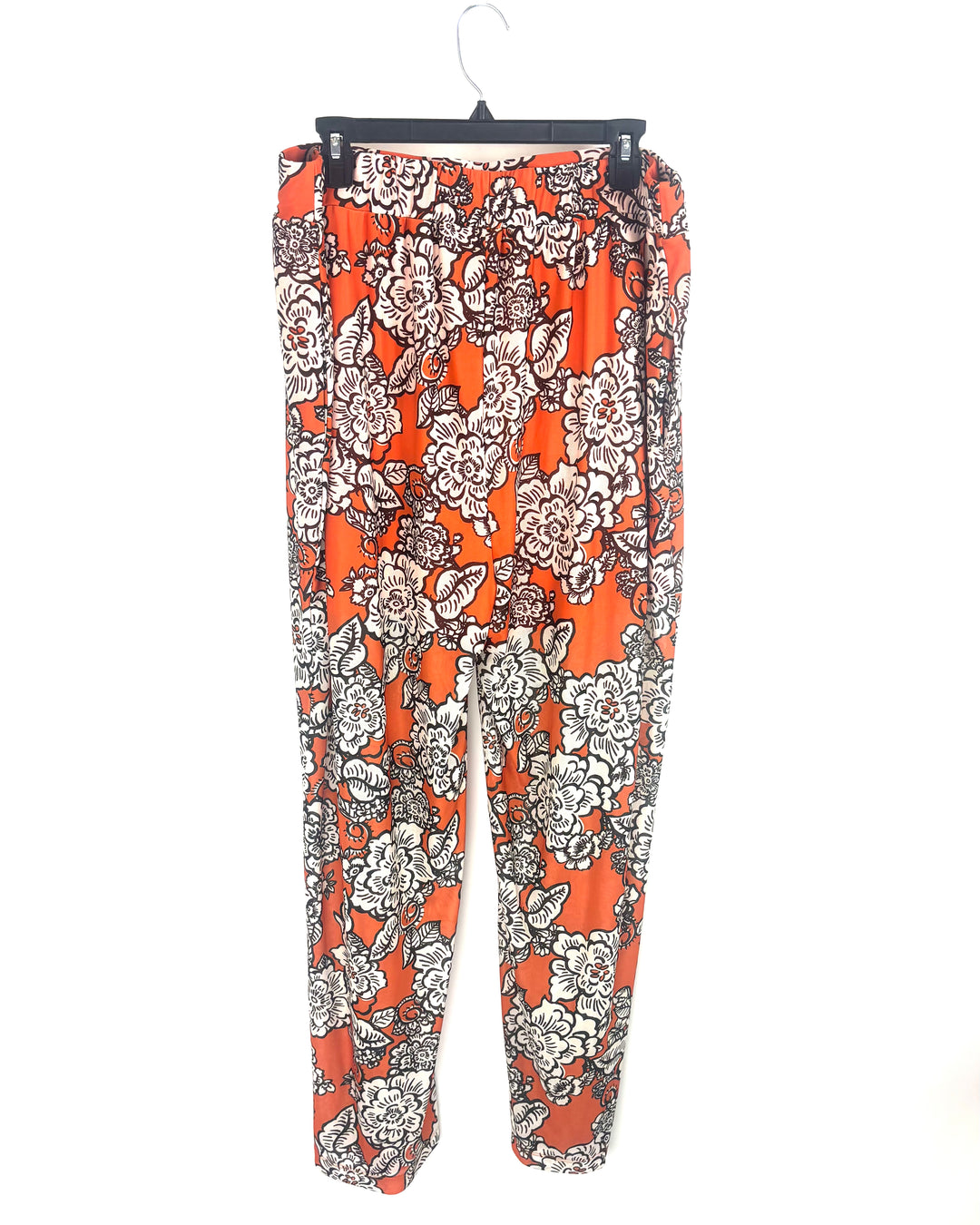 Orange Graphic Floral Pants- 2X