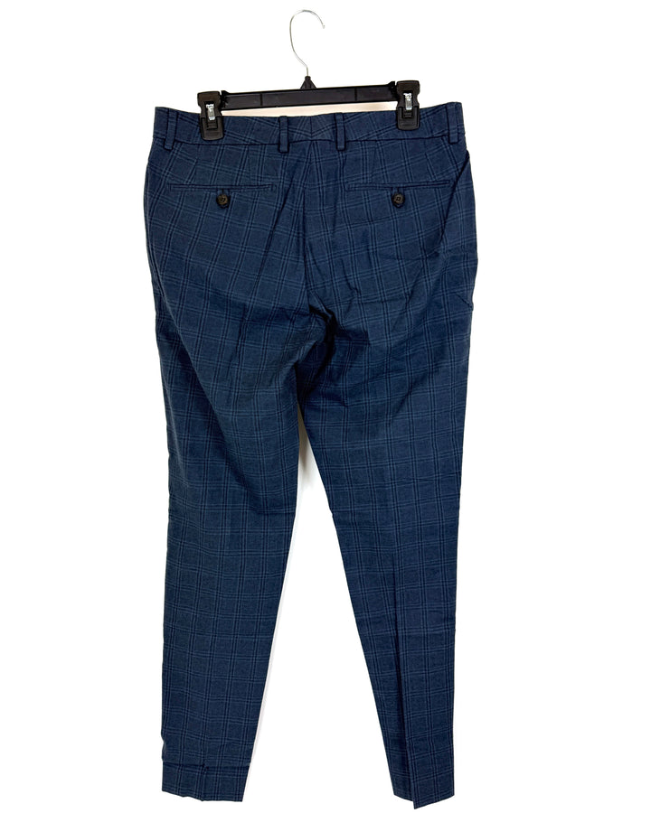 MENS Blue Gray Plaid Dress Pants - Size 32/32 Athletic Fit