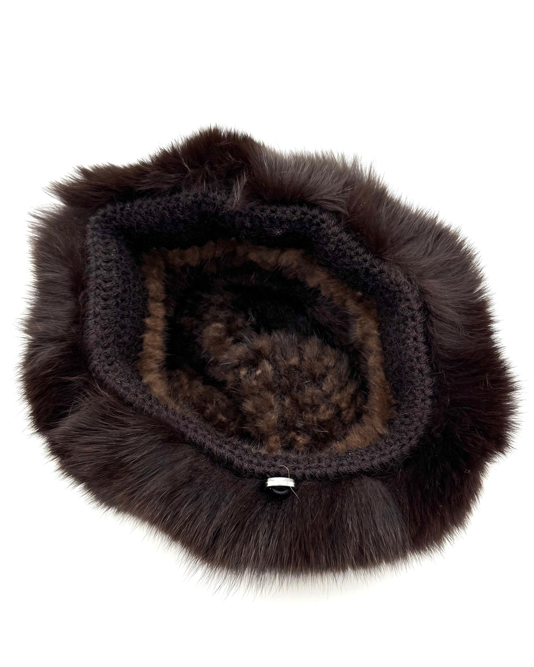 Dark Brown Textured Faux Fur Bucket Hat
