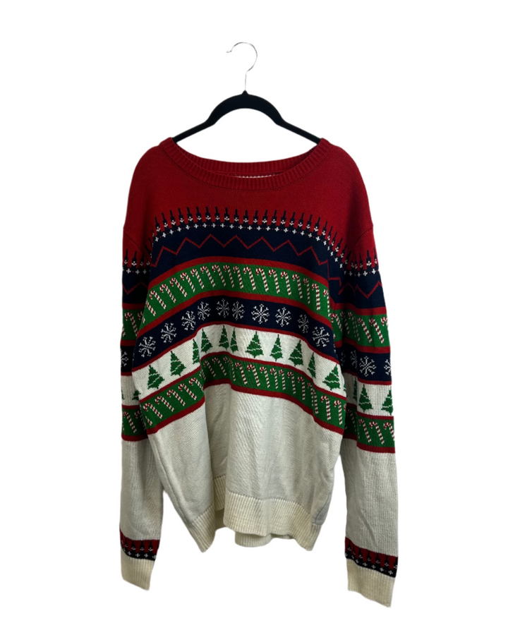 Striped Knit Holiday Sweater - Medium