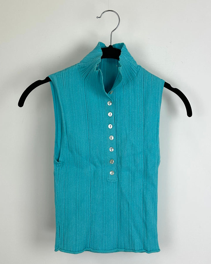 Bright Blue Sleeveless Sweater Top - Size 0/2
