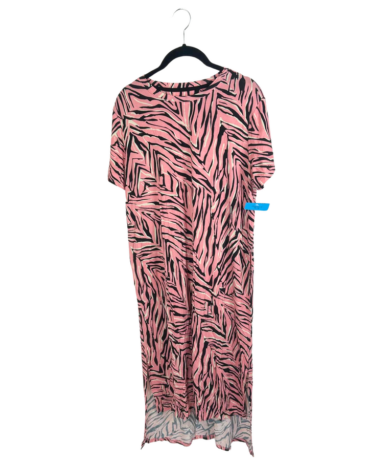 Zebra Print Pink Lounge Dress - Size 8/10