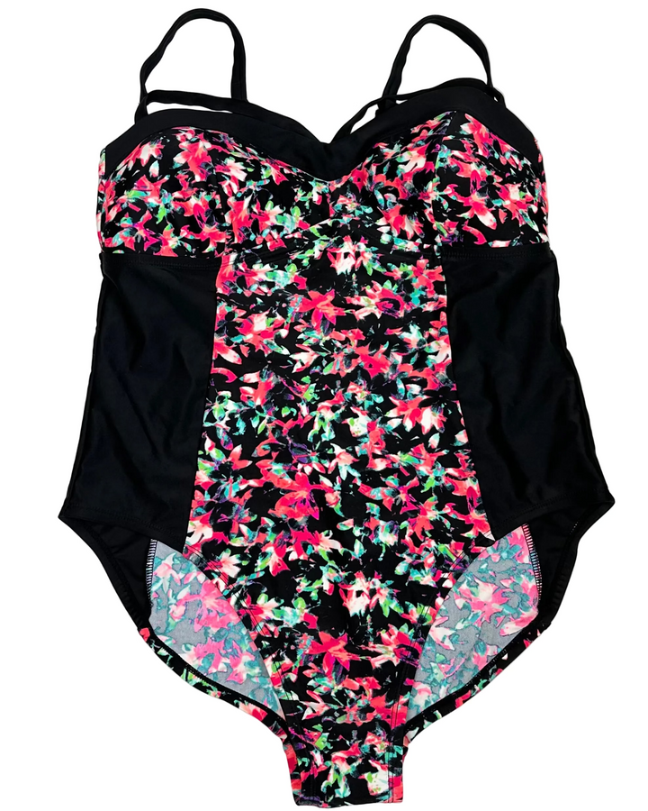Black & Multicolor One Piece Swimsuit - 1X