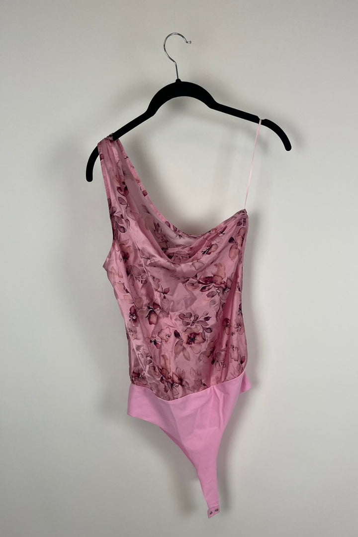 Pink Floral One Shoulder Bodysuit - Size 4-6