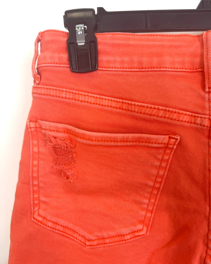 Bright Coral Denim Shorts - Size 6/8